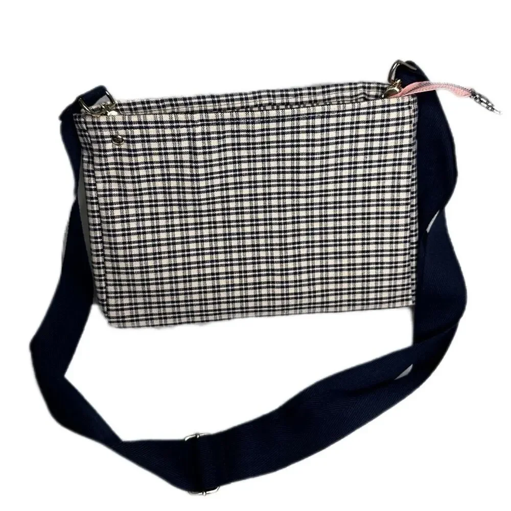 Black and tan purse plaid handmade bag crossbody cotton